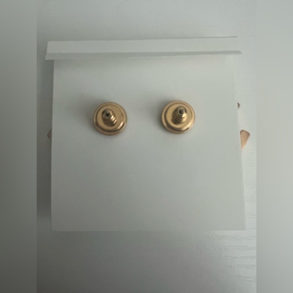 NWT Tory Burch Crystal Pave Logo Gold Earrings - Picture 6 of 6